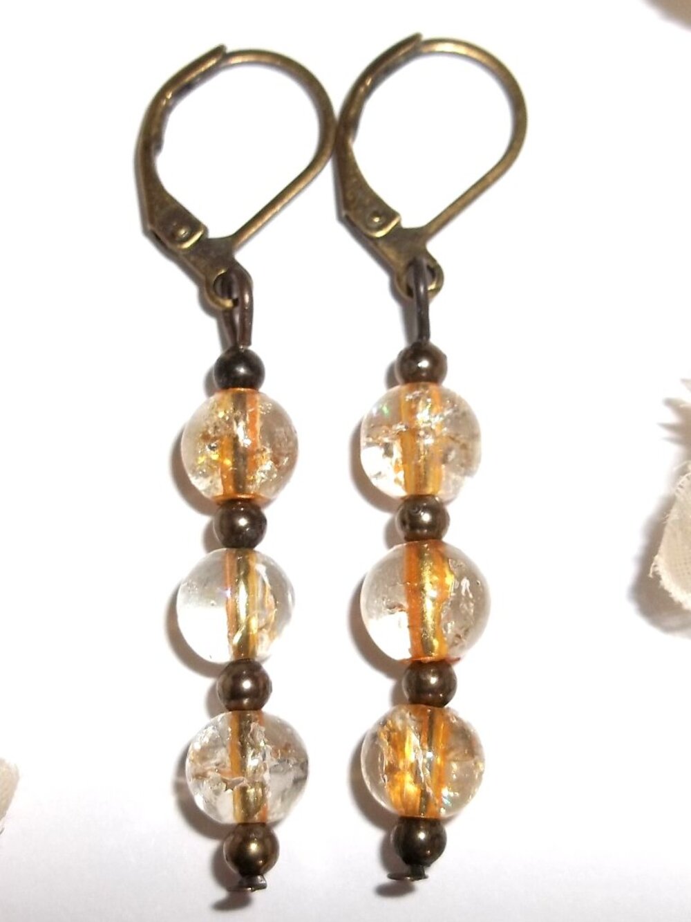 Yellow Clear and Bronze Earring Fashion Accessory Gift Idea for Girl Woman D9117